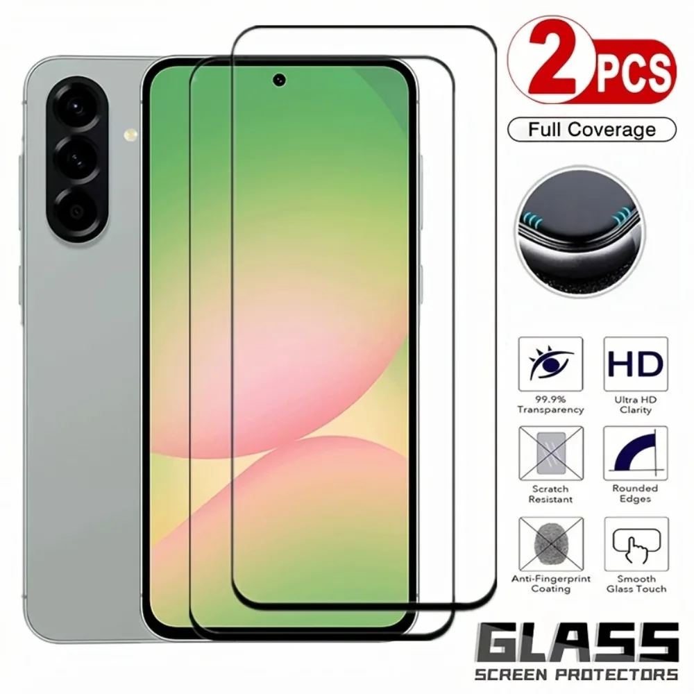 2Pcs Full Cover Tempered Glass for Samsung Galaxy A56 A55 A36 A25 A16,A06 Screen Protector Film for Galaxy A10 A15 A26 A35 A55