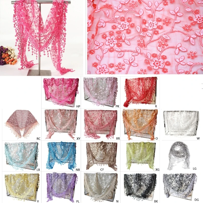 Women Lace Sheer Floral for Triangle Veil Church Mantilla Scarf Shawl Wrap Tasse