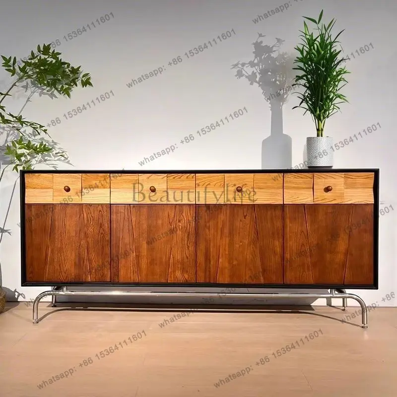 

French retro solid wood chest, living room against the wall storage locker