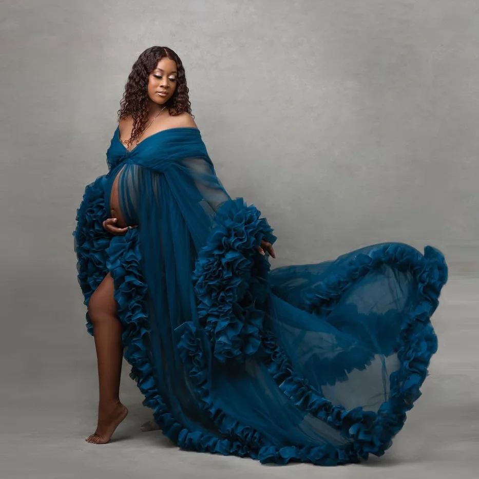 navy blue formal maternity dress Navy Satin Lace Maternity Dress main image 1