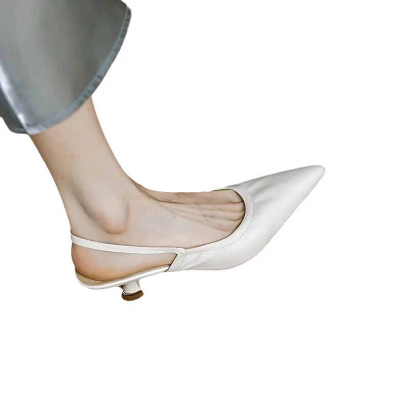 French Temperament Toe Sandals Women's Summer  New Pointed Toe Stiletto Buckle Strap High Heels Women's Hair Substitute