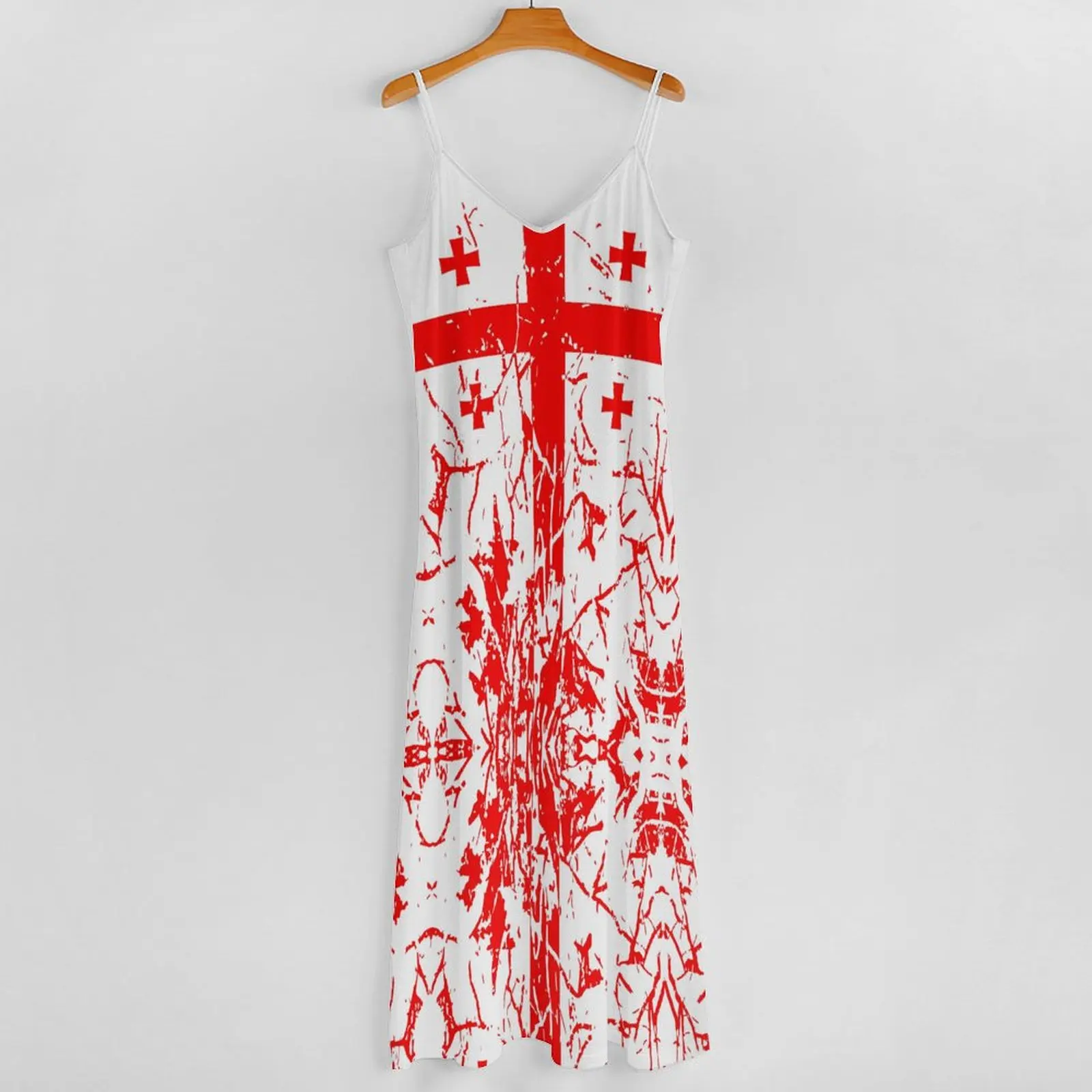 Long Dresses Dress Georgia Flag Print New Casual Sleeveless Women's V-Neck Printed Dress Swing Retro Dresses