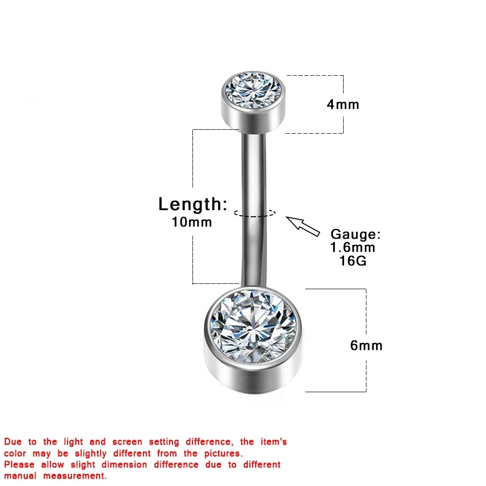 F136 Titanium Belly Button Piercing Hinge Segment External Helix 14G Zircon Piercing navel Women Sexy Body Jewelry Wholesale