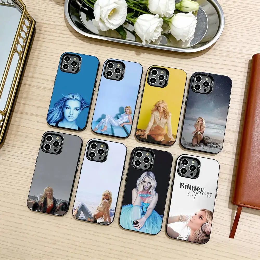 

Singer B-Britney-Spears Phone Case For iPhone17,16,15,14,13,12,11 Plus,Pro Max Black Candy silver phone case