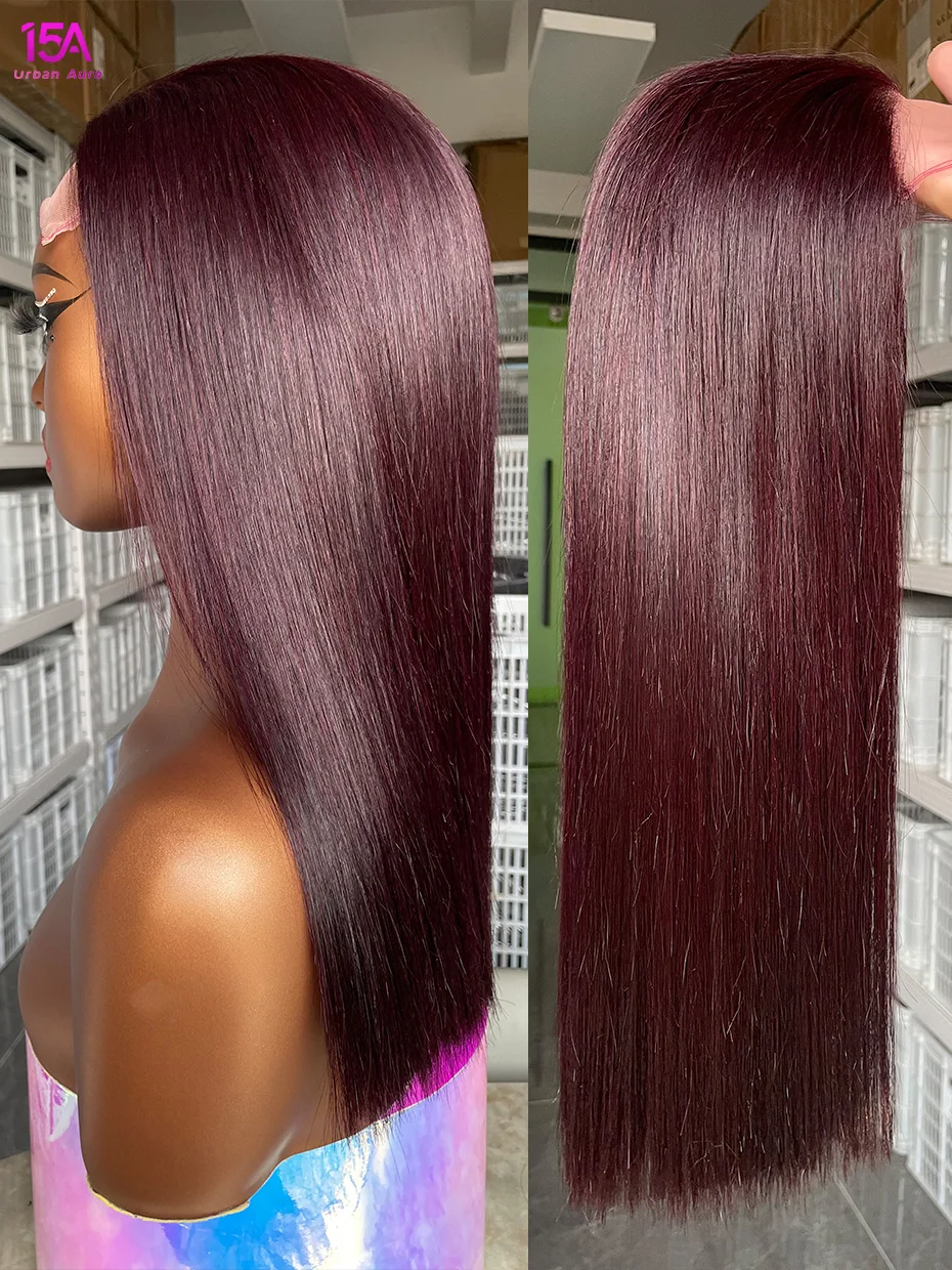 

Распродажа: Готовый к использованию бесшовный парик 5x5 без клея # Цветной парик-боб из 100% натуральных вьетнамских волос 99J Burgundy, с кружевной передней частью 13x4/13x6, класс 15A