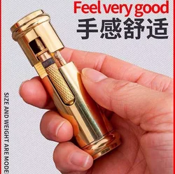 Portable Antique Copper Lighter Thin Cylinder Brass Lighter Retro Unusual Gasoline Lighter EDC Gadget 72mm * 22mm