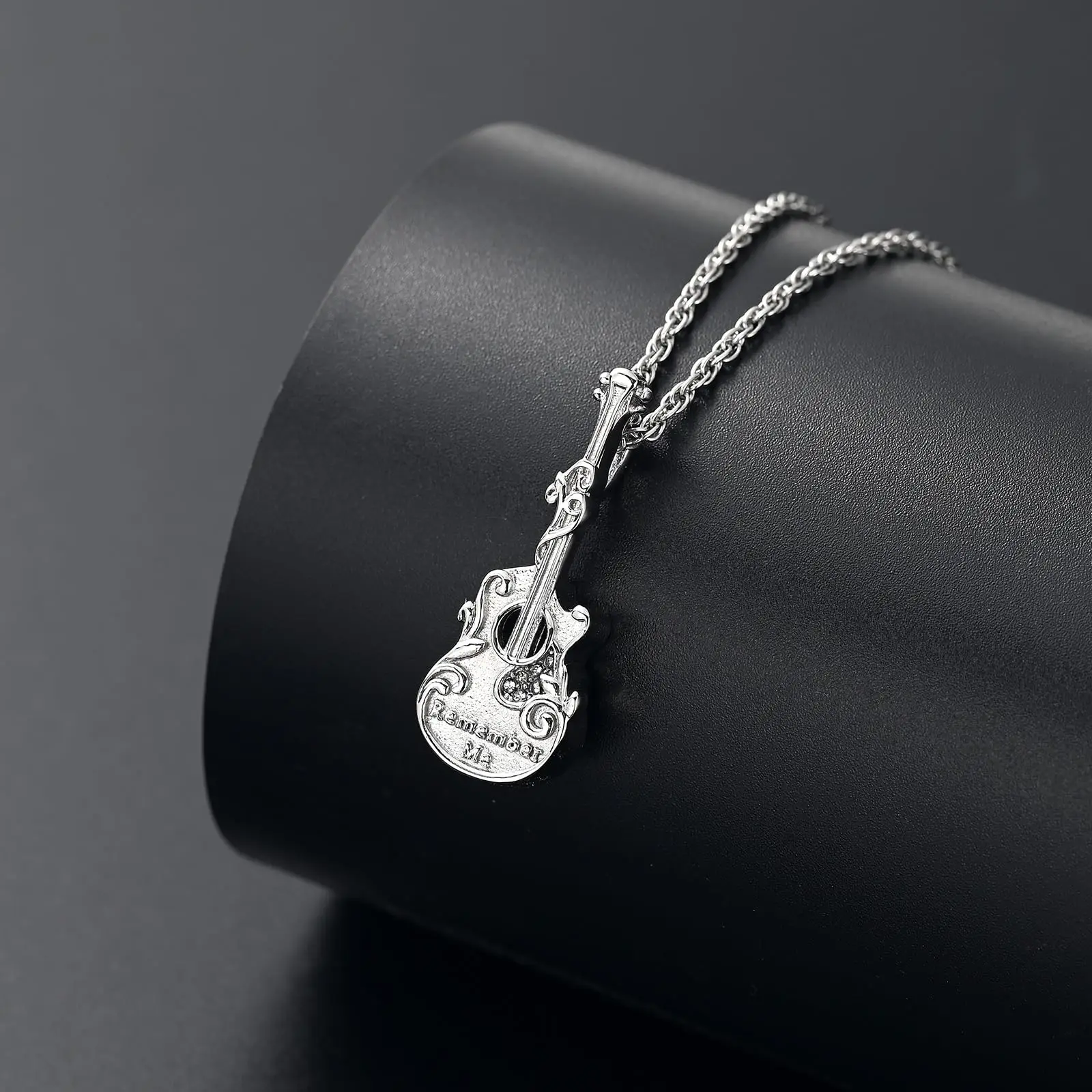 Guitar Cremation Jewelry for Ashes Musical Instrument Urn Necklaces for Human/Pet Memorial Pendant Locket
