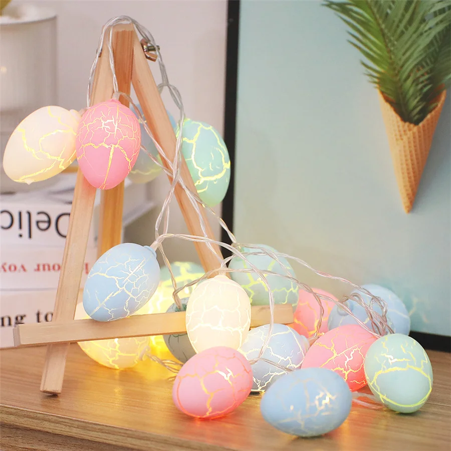 TIRVOSE 10/20 LEDS Easter Crack jajek łańcuchy świetlne zasilany z baterii świąteczna girlanda lampki na przyjęcie weselne świąteczne dekoracje