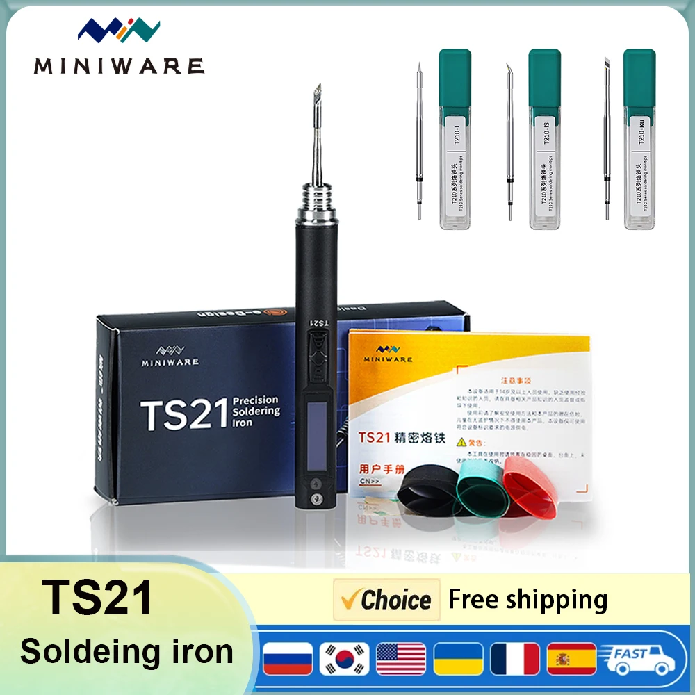 

Original TS21 Soldering Iron Portable PD 100W 100-450℃ Adjustable Temperature Precision Solder Station optional T210 Tip kit