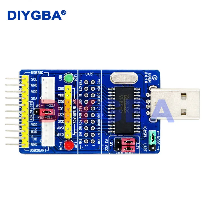 TODO EN 1 CH341A USB a SPI I2C IIC UART TTL ISP Módulo adaptador serie EPP/MEM Convertidor para depuración de cepillo serie RS232 RS485
