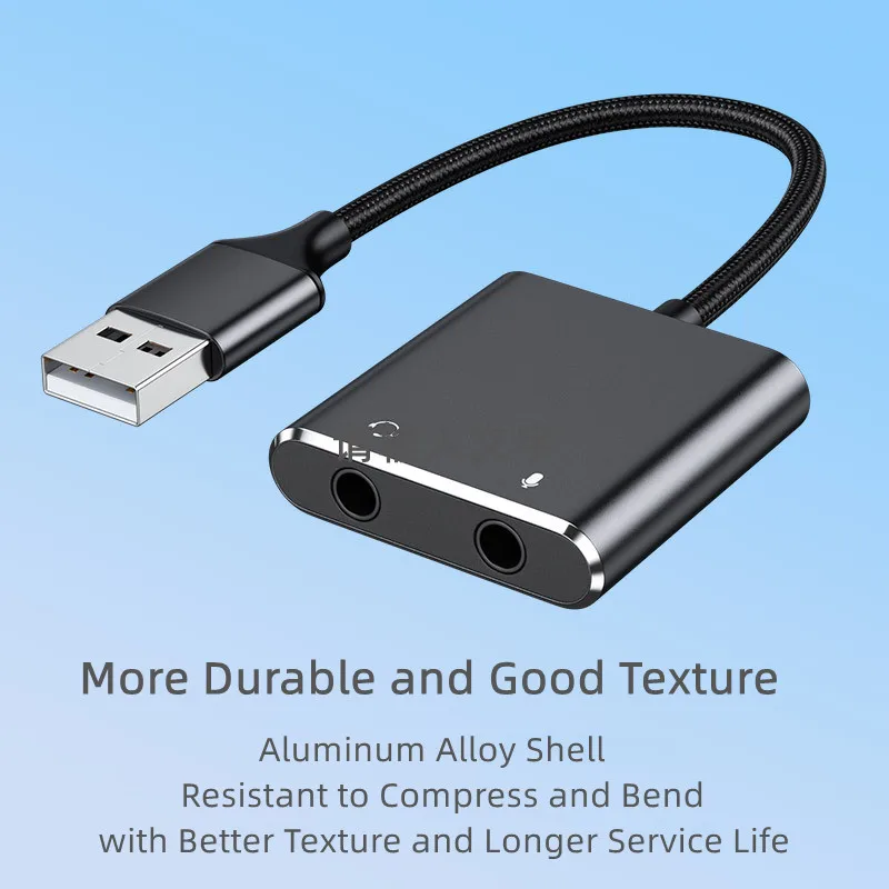 USB External Sound Card AUX Audio Cable to Earphone Microphone for Phone Laptop Computer Drive Free USB Computer Sound Card