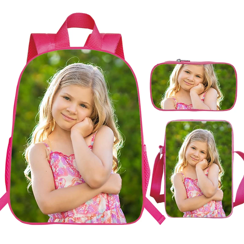 Children's 3pcs Set Backpack Kids Diana Show Prints School Bags Kindergarten Bag Waterproof Preschool Girls Bookbag Kids Gifts