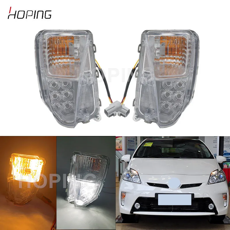Hoping LED DRL For Toyota Prius ZVW30 2012-2015 LED Fog Light Driving Light Front Bumper Fog Lights DRL Fog Lamp Assembly