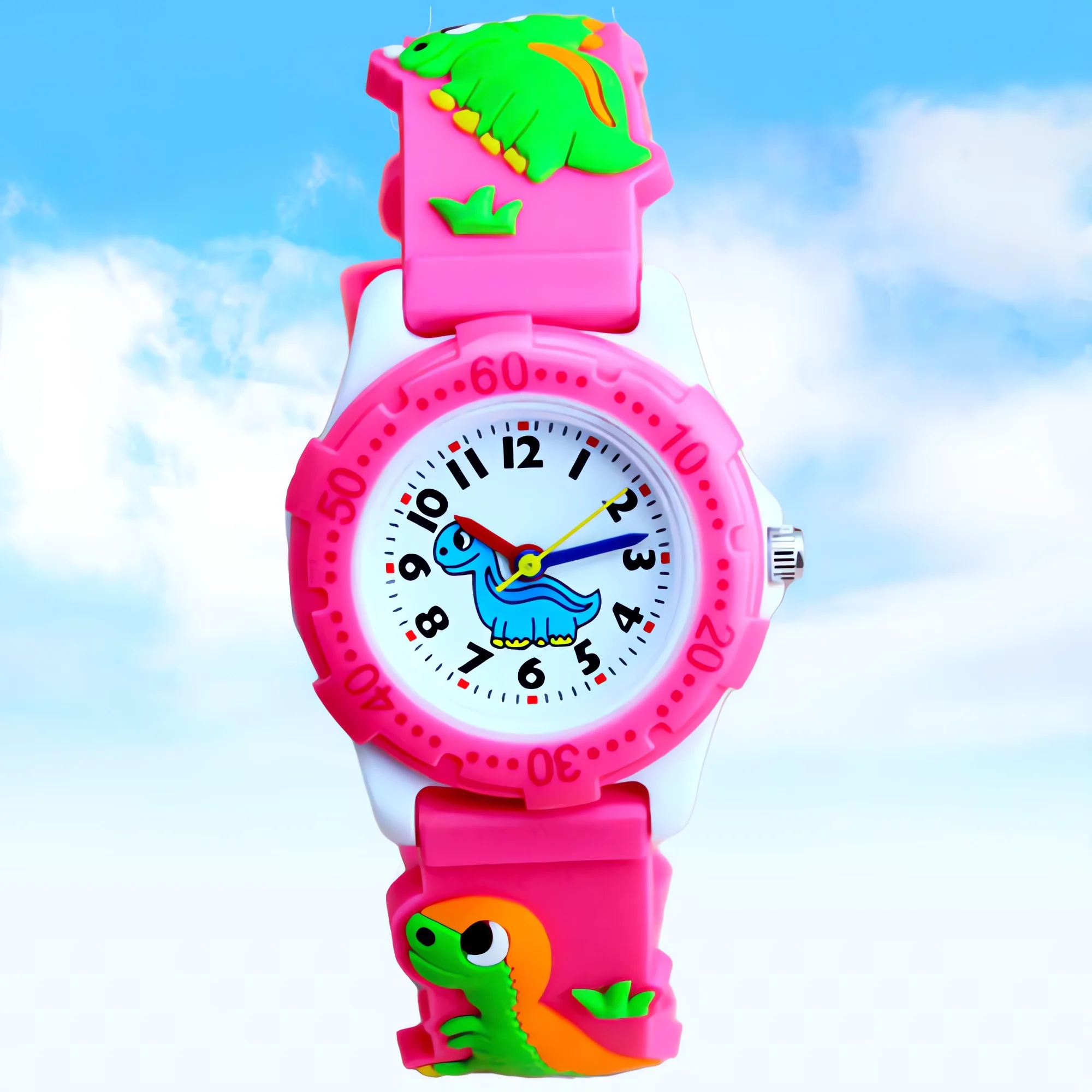 

3D Dinosaur Cartoon Children's Watch Rubber Strap Silicone Quartz Wristwatch Cute Brand Watch for Boys And Girls