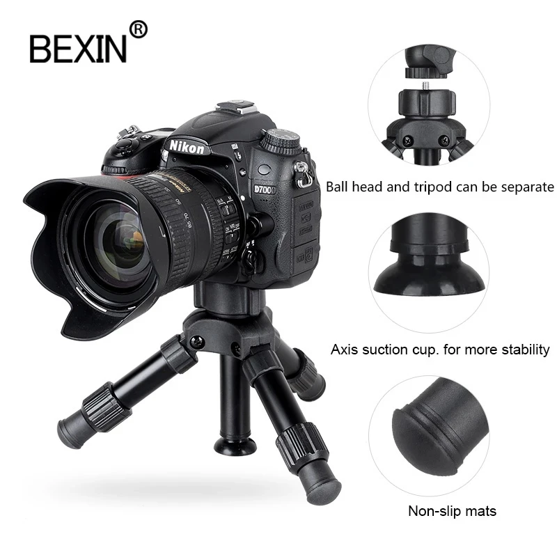 BEXIN Lightweight Tabletop Camera Tripod Phone Stand Holder Portable Desktop Compact Pocket Mini Tripod for Phone Dslr Camera