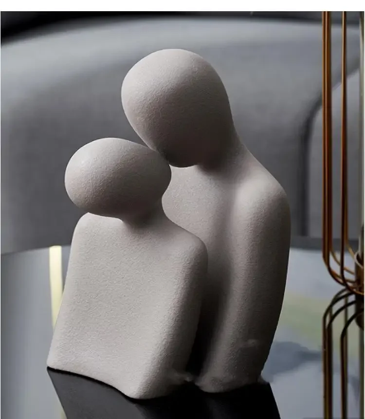 Home Decorationstatuaryresinabstract Sculpturemodern Artcouplemodelliving Roomdesk Decorationceramic Statuewedding Gift