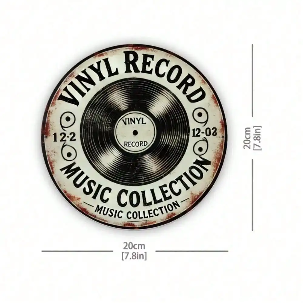 Vintage 8x8 Inch Retro Record Metal Tin Sign Wall Art Music Vinyl Decor for Home Bar Cafe Living Room