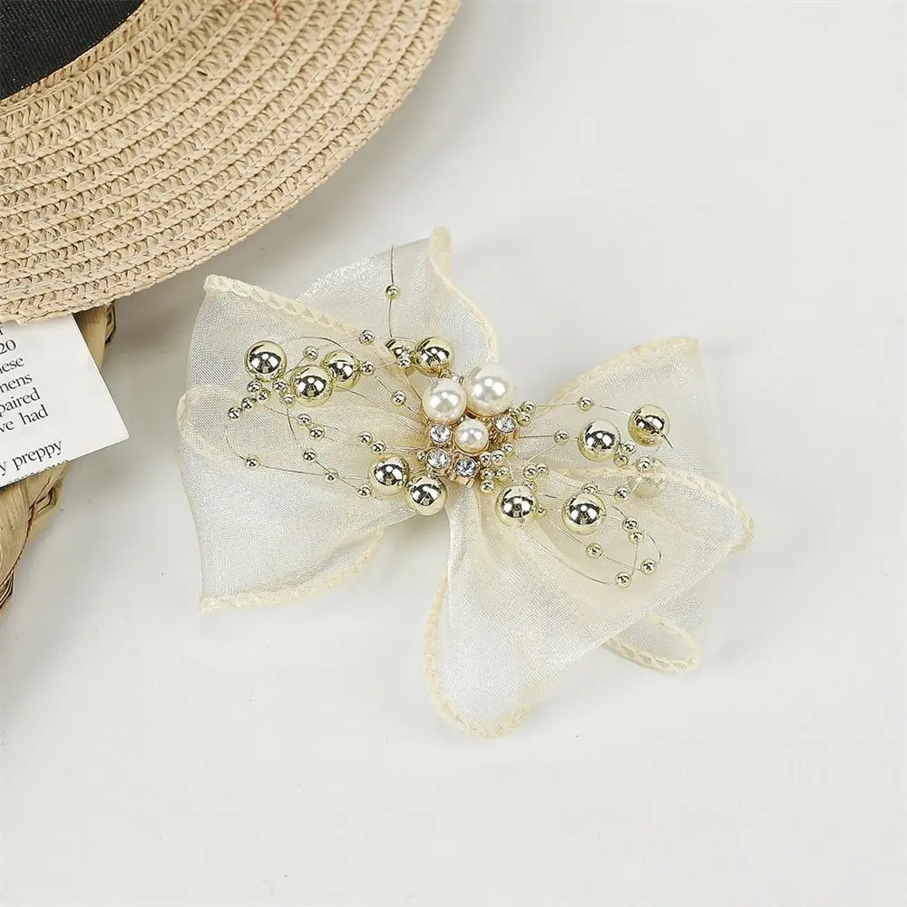 Decoraciones de zapatos de mujer con perlas, diseño de lazo brillante, accesorios de hebilla, bolsos/ropa/zapatos DIY, joyería de flores, 1 ud.