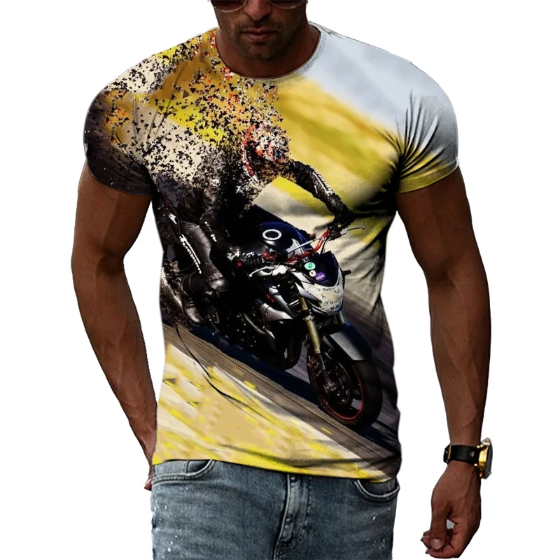 Summer Sports motocross Men graphic t shirts 3D Fashion Casual Cool Street Style Printed Tees Hip Hop Personality O-neck Tops