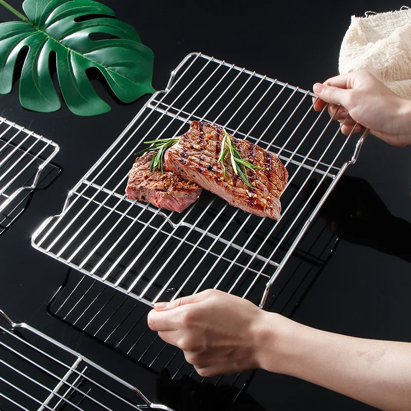 Stainless Steel Wire Grid Cake Cooling Rack Tray Shelf Bread Biscuit Food Pan Mesh Holder Home Drain Stand Baking Accessories