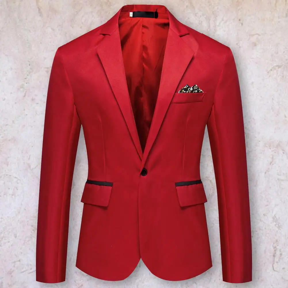 

Temperament Popular Good Touch Single Button Suit Jacket Male Suit Coat Lapel for Dating