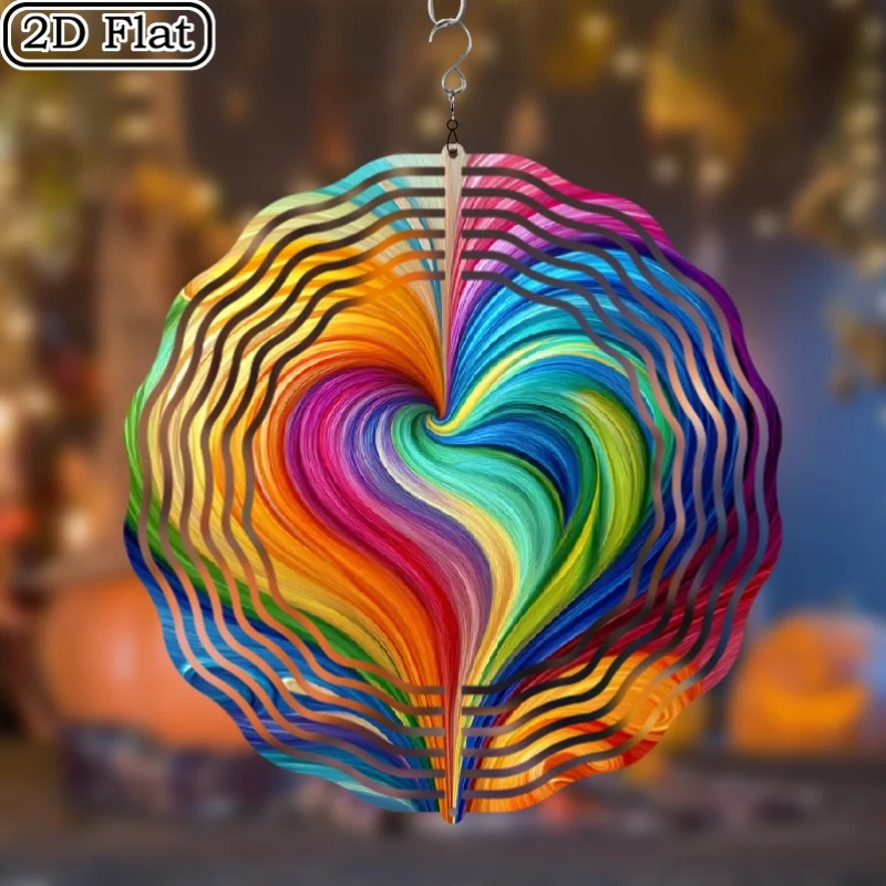 CIFbuy Iron Wind Chime Spinning Windmill Vibrant Abstract Art Continuous Spin Outdoor Garden Yard Decor Classic Style