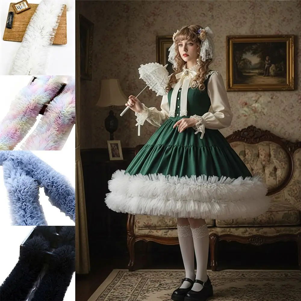 Wedding Craft 1 Yard Mesh Lace Accessories 12cm Wide Multicolor Puff Mesh Dress Puffy Texture Lace Trim Dress Making