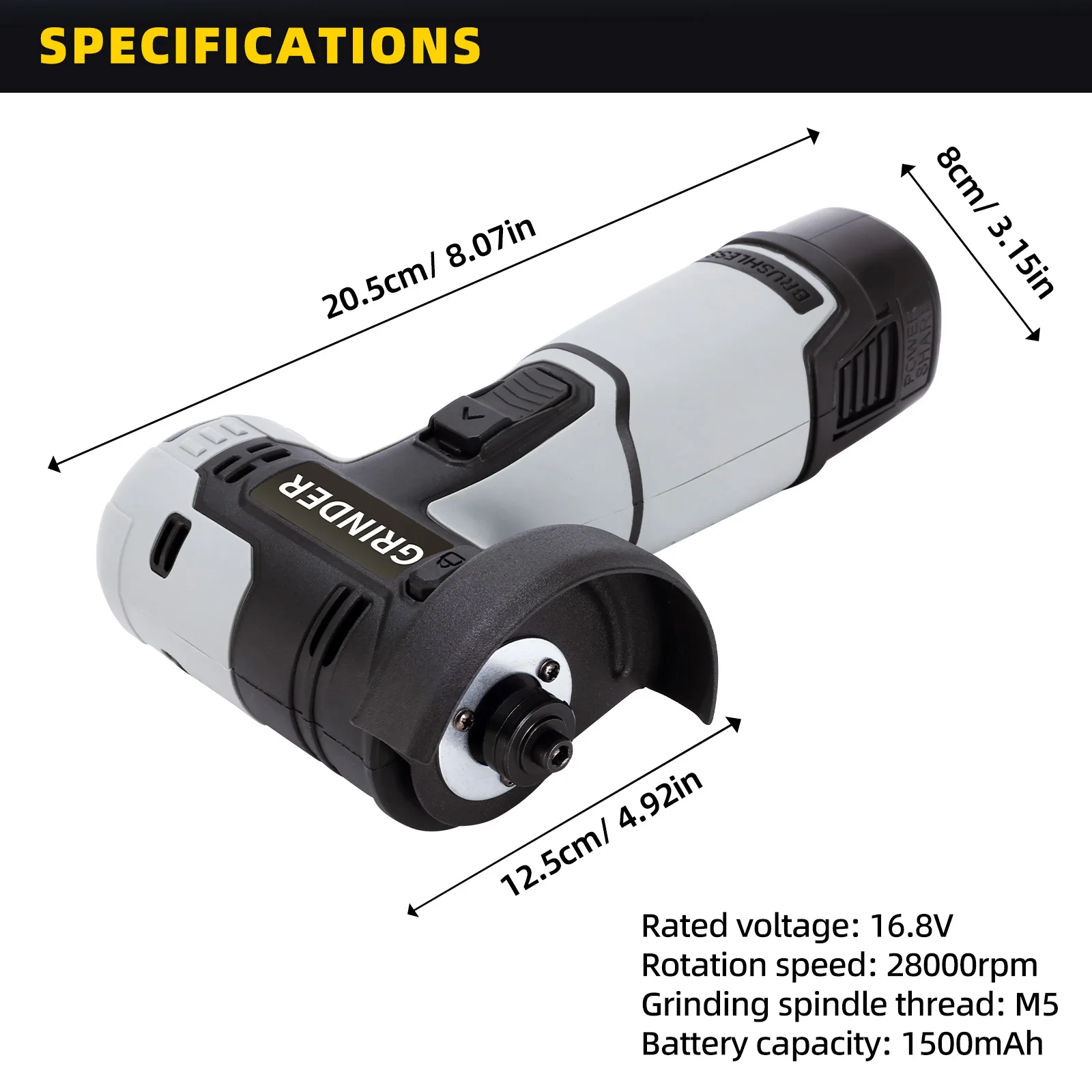28000r/min16.8V Angle Grinder Cordless Rechargeable Grinding Polishing Tool Grinder Kit Small and highly efficient electrictools