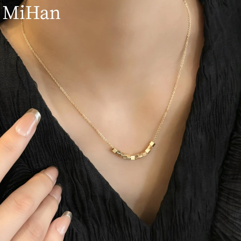 Mihan Modern Jewelry European and American Design Simple Geometric Small Sugar Beaded Temperament Necklace For Women Party Gifts