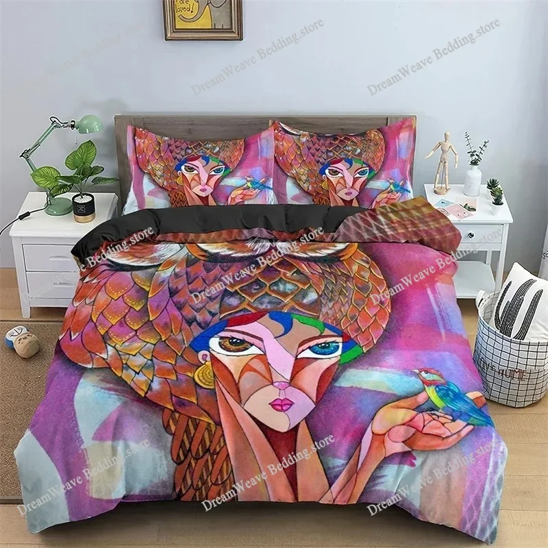 

Abstract Human Face Duvet Cover Twin Full King Double Microfiber Mystic Artwork Comforter Cover Psychedelic Graffiti Bedding Set