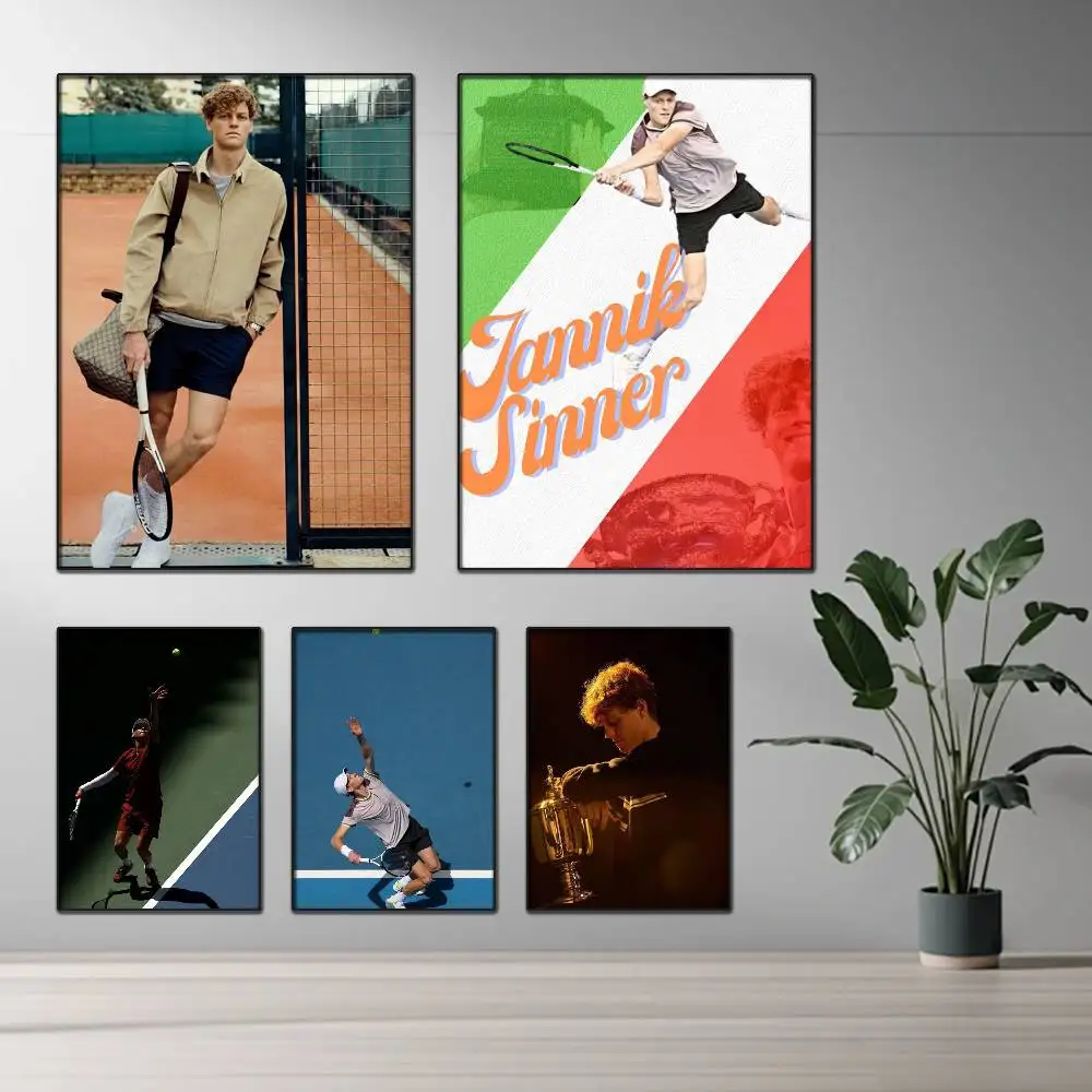 Italian tennis superstar Jannik S-Sinner Poster HD Self Adhesive Waterproof Wall Art Ideal for Home Office Dorm Gift