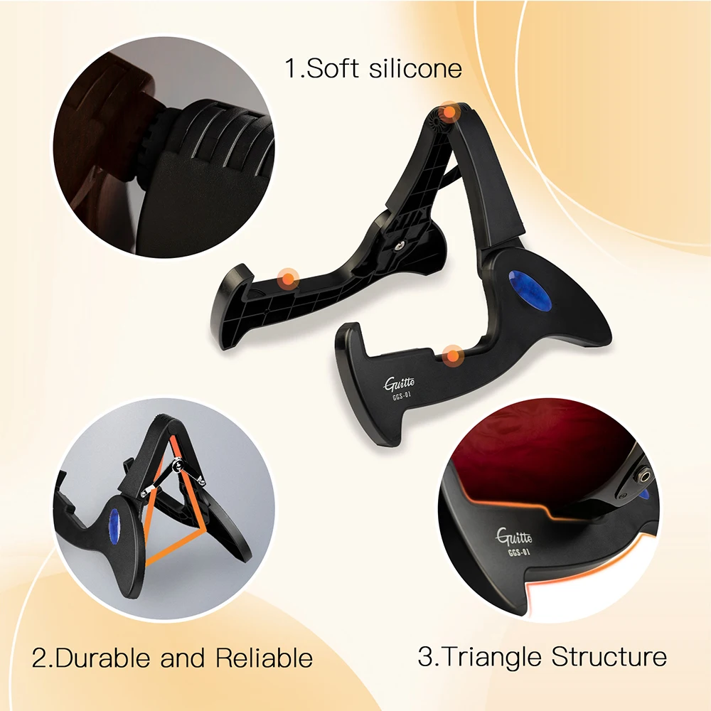JOYO Guitto Series GGS-01 Guitar Stand Classic Foldable Anti-Slip & Anti Scratch Tripod Stand for Guitar Bass Ukulele - Image 5