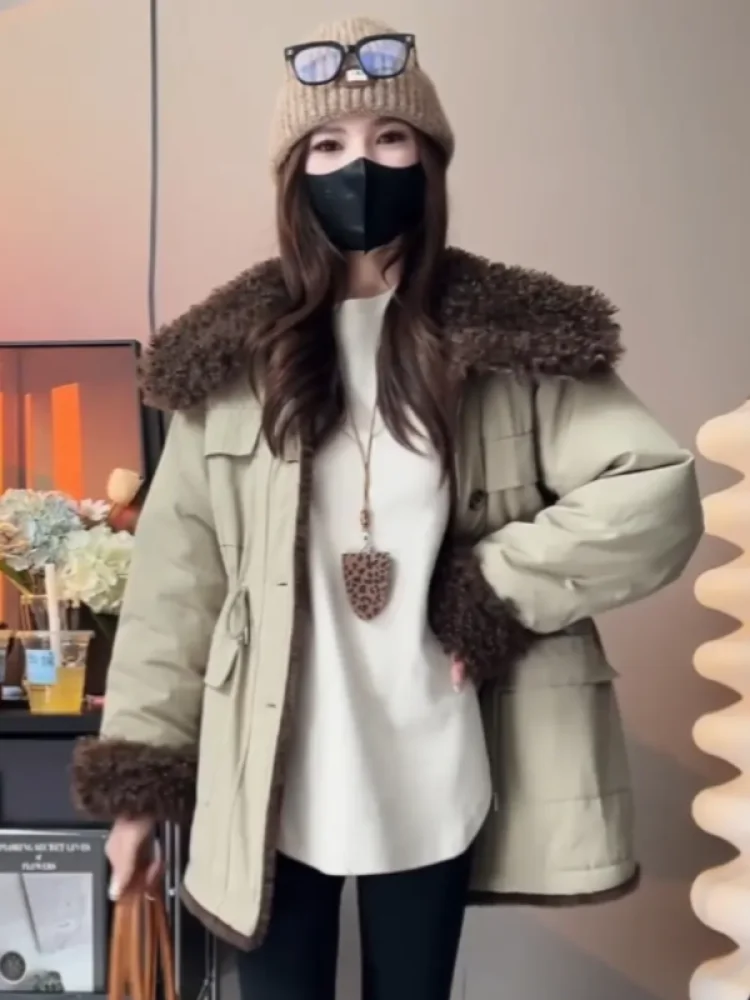 

Ele Commuter Sle Korean Mid-Length Cotton Jaet Women's Faion Slimming Splicing Outerwear Winter 2026 Trend