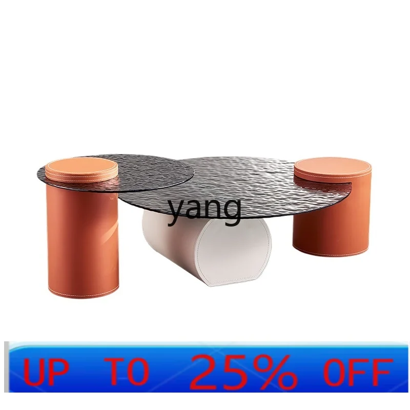 

LH light luxury designer modern living room home simple size round coffee table combination