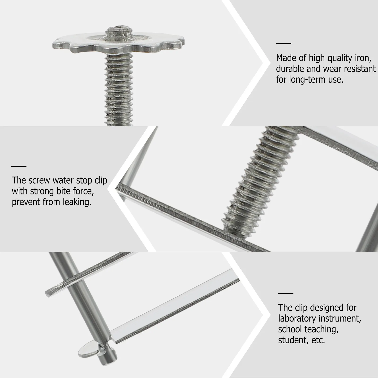 

10 шт. высококачественных железных зажимов с эргономичной спиральной ручкой, сильным захватом, герметичные, для лабораторных трубок, плоские губки