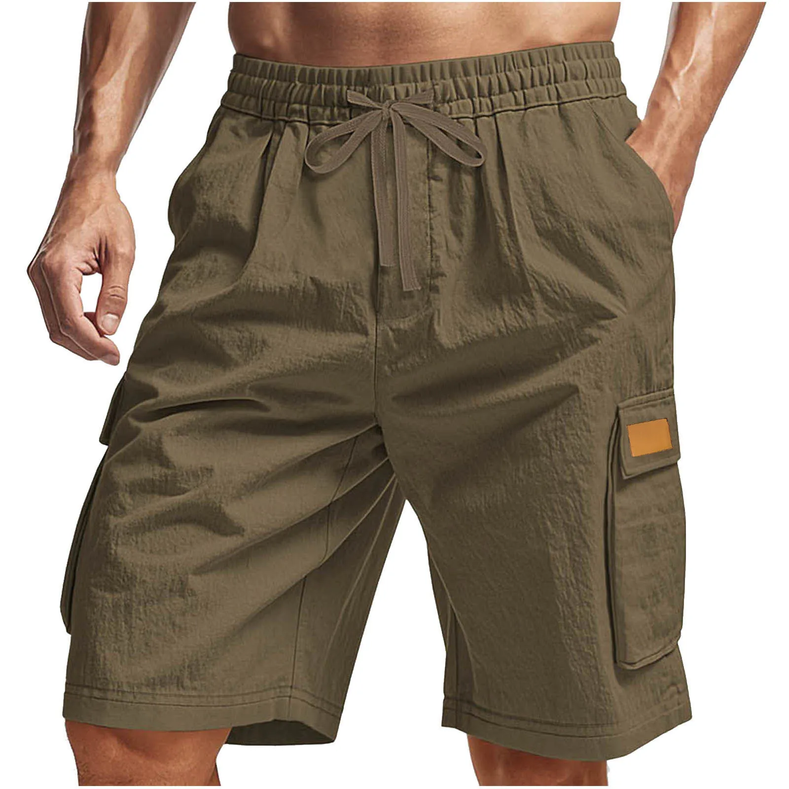 Pantalones Cortos Cargo Multibolsillos para Hombre, Moda Verano 2026, Cintura Elástica con Cordón, Uso Diario, Deportivos, Casuales, Rectos