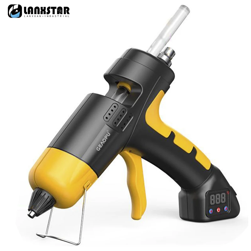 

Cordless Hot Melt Glue Gun Digital Display Temperature Rechargeable Lithium Battery Glue Output Adjustable Hot Glue Gun 3.7V 12V