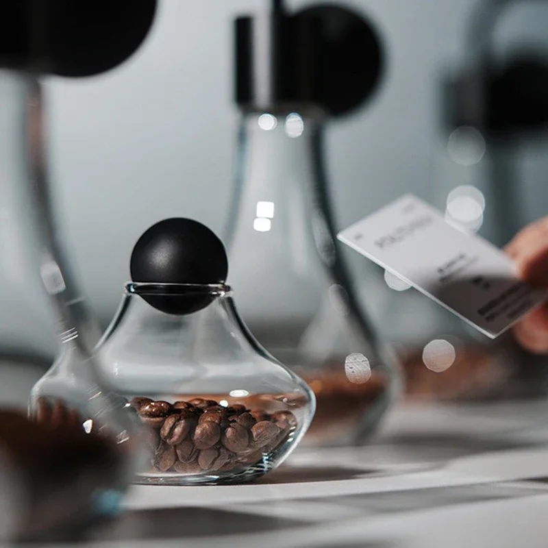 Coffee Aroma Glass Bottle Coffee Bean Display Bottles Professional Sample Display Container Aluminum Alloy Silicone Bottle