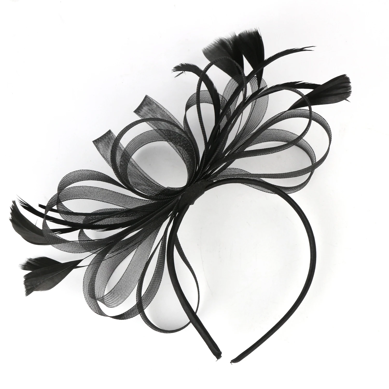 New Women Chic Fascinator Hat Cocktail Wedding Party Church Headpiece Fashion Headwear Feather Hair Accessories Bride Hairpin