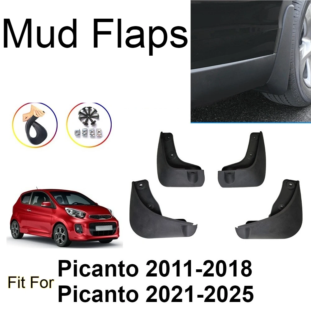 Picanto Mud Flaps Fit for Kia,Picanto/morning Car Mudguard 2010-2018 ,Picanto/morning Mud Splash Guard 2021-2025 Fit for KIA