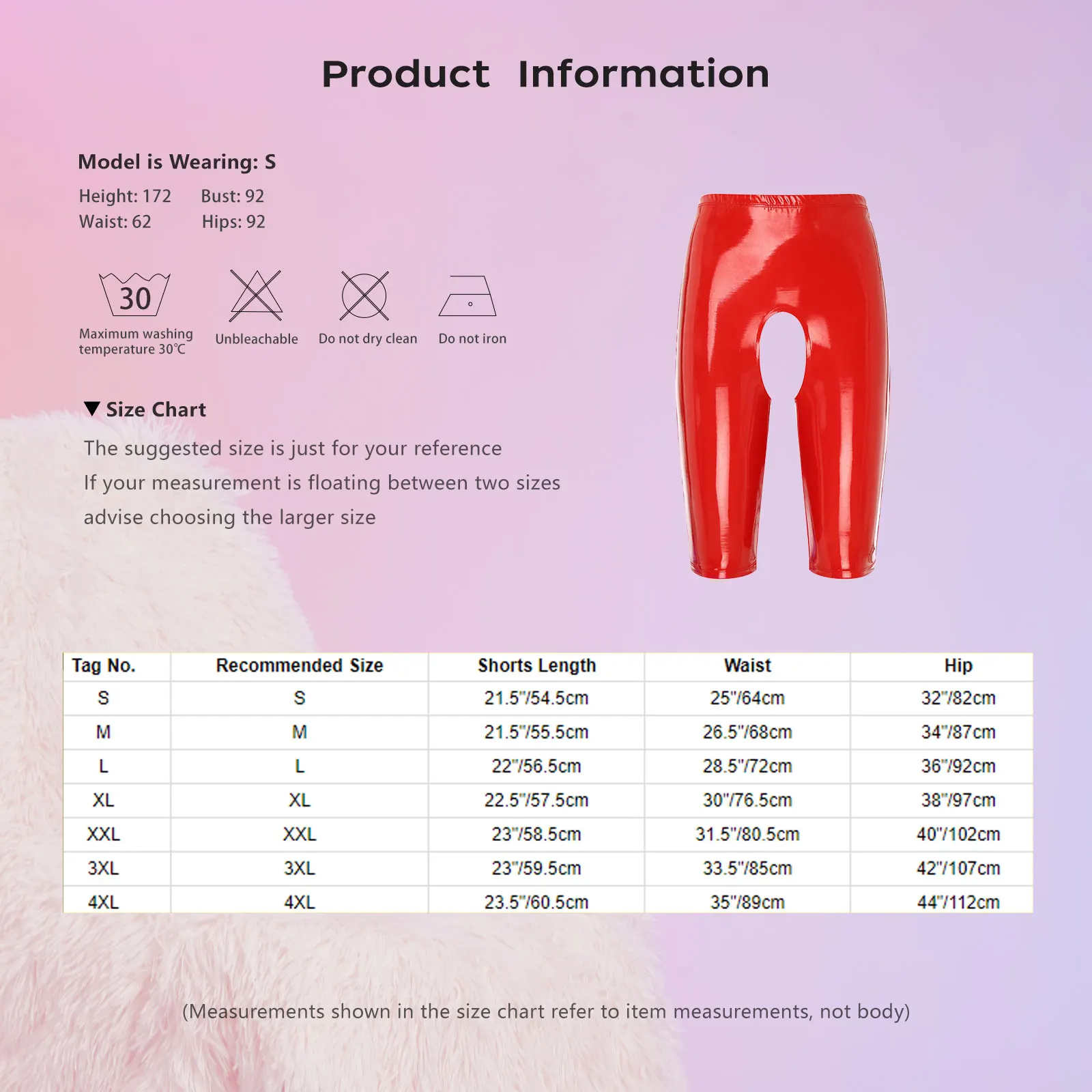 Women Sexy Wet Look Patent Leather Crotchless Skinny Shorts Rave Party Nightclub Pole Dance Show Hot Pants Clubwear Nightwear