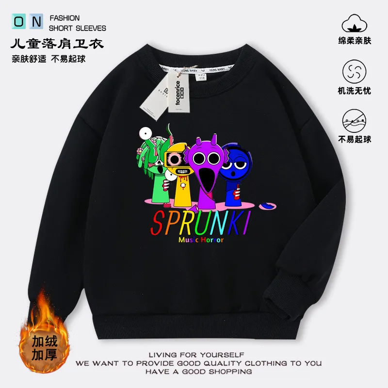 Sprunki Incredibox Hoodie เสื้อผ้าเด็กฤดูหนาว Thicken เสื้อกันหนาวผ้าฝ้ายสําหรับเด็กชายและเด็กหญิงนักเรียน Sprunki Hoodies