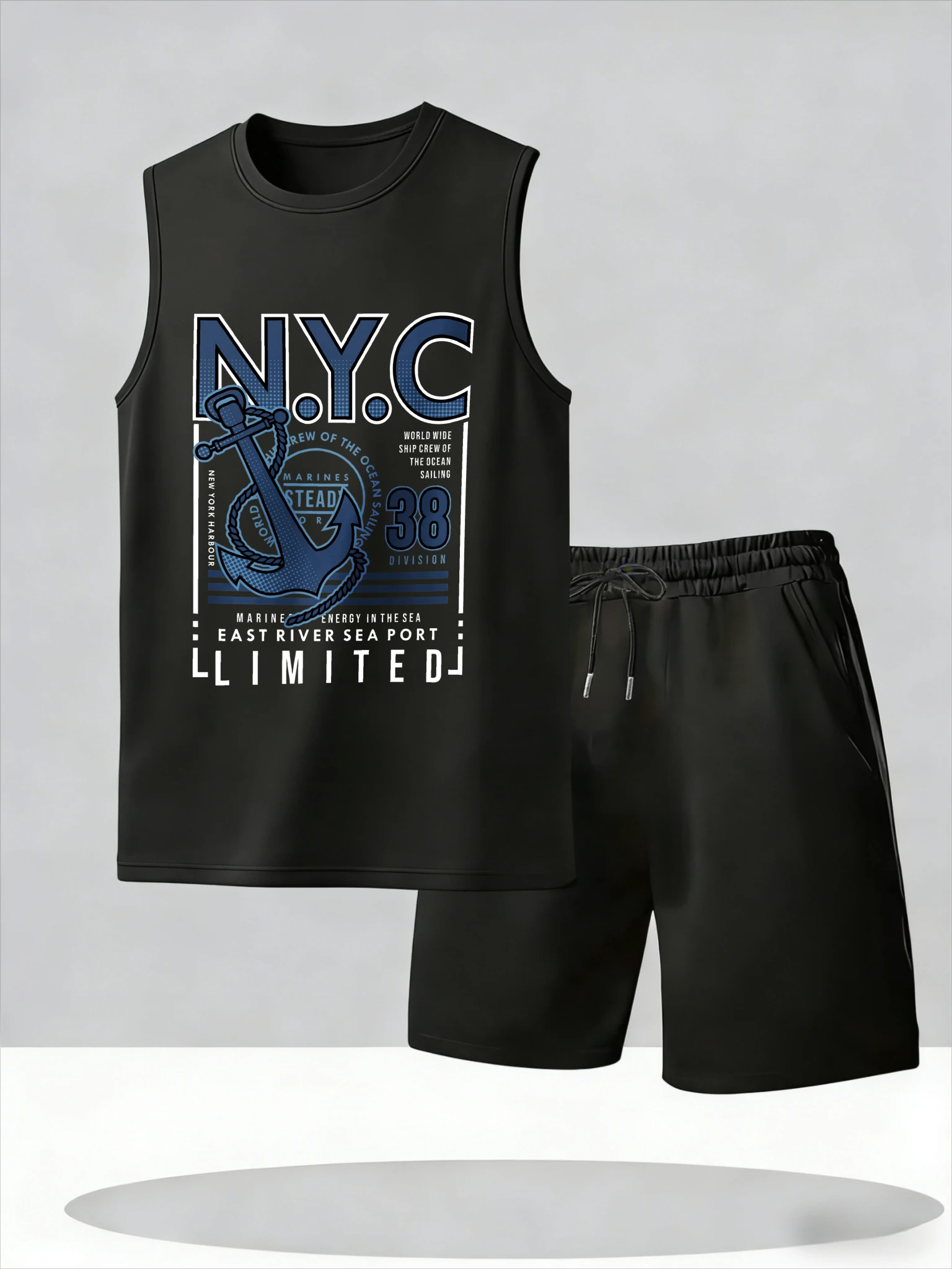 

Men's Tank Top Sets 2026 Summer Thin Quick Dry oversize beach Tracksuit men Breathable running men's suits crewneck seaside