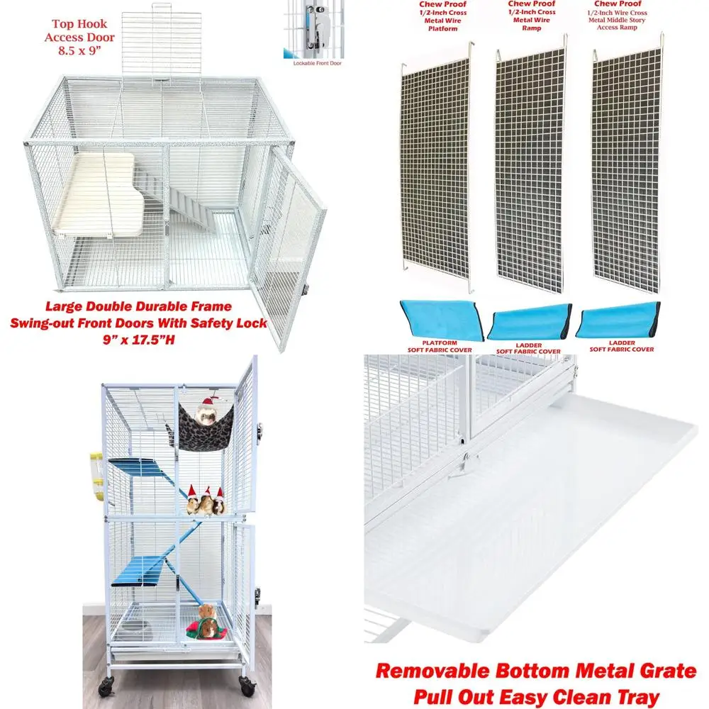 

Роскошный двухместный 4-ярусный гамак с защитой от грызения и расстоянием между перекладинами 1/2 дюйма для белок, шиншилл, крыс, хомяков и джербилов