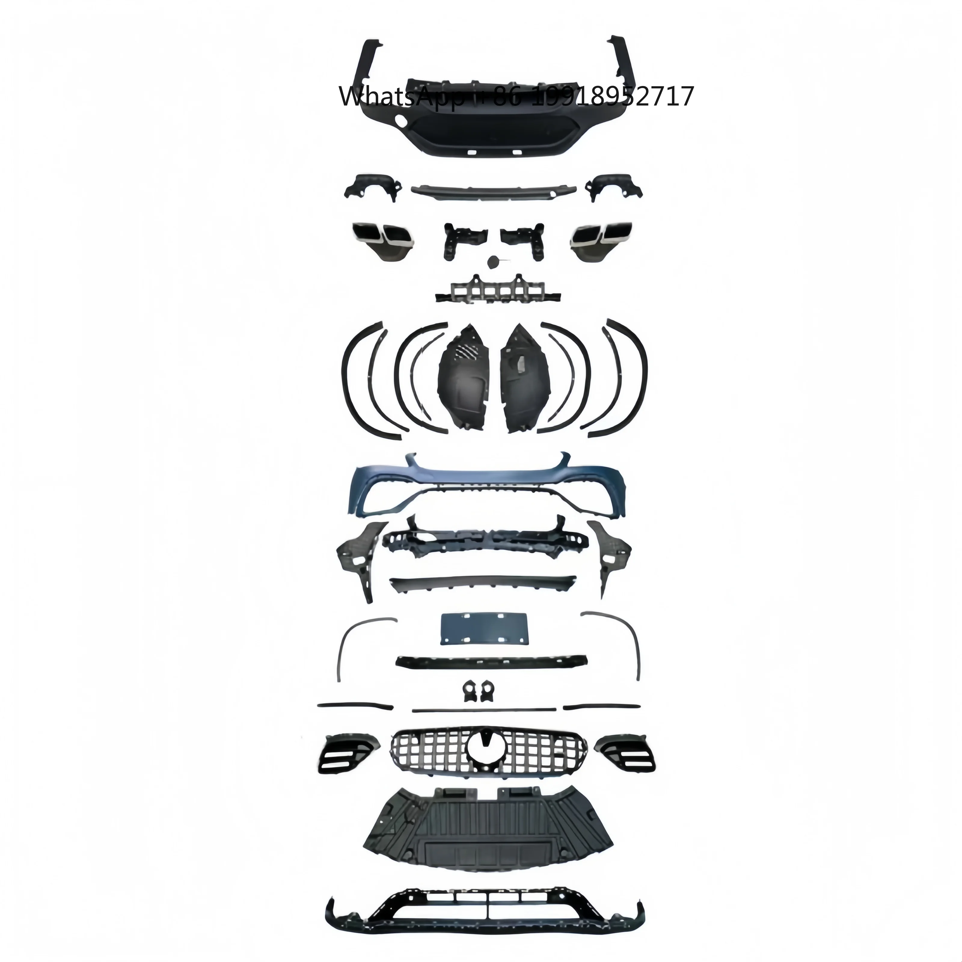 

New Upgrade Facelift Front Rear Diffuser PP Exhaust GLC63 AMG Style Body Kit For GLC X253 C253 2015-2019 JJ803