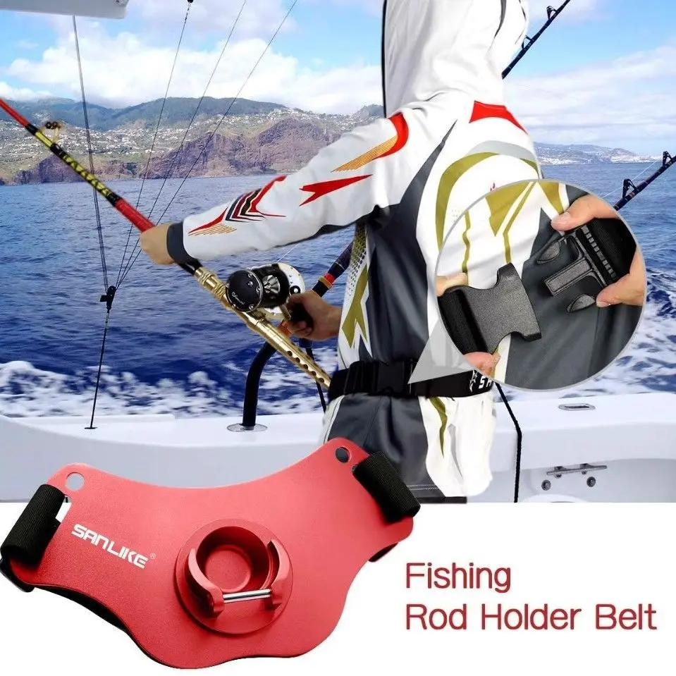 Sea Fishing Fighting Belt Rod Holder Aluminum Alloy Adjustable Fishing Pole Waist Belt Tackle for Big Fish Top Waist Protection