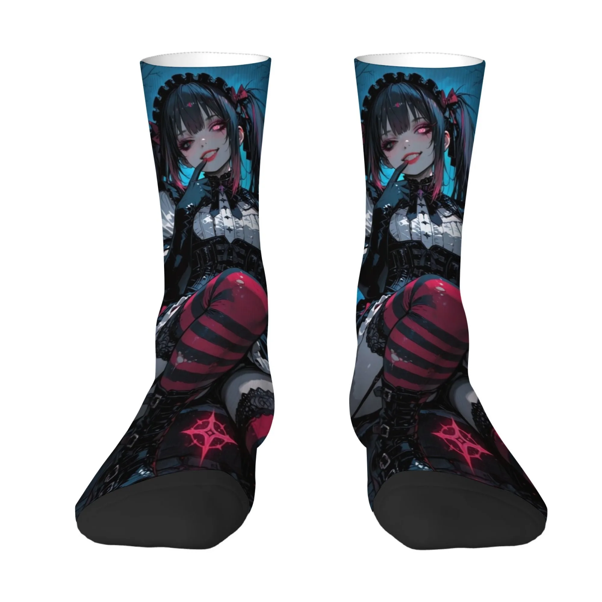 Dark Anime Devil Girl Novelty Funny Socks Harajuku Retro Style Casual Fashion Socks Crazy Street Happy Hip-Hop Socks Party Gift