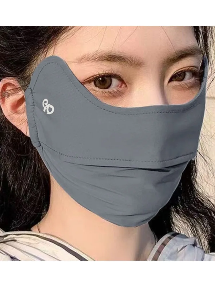 Écharpe de Protection solaire pour le visage, masque fin en soie glacée, voile de couverture d'été, Protection des yeux, motif de Golf Gini au hasard sur les visages gauche ou droite