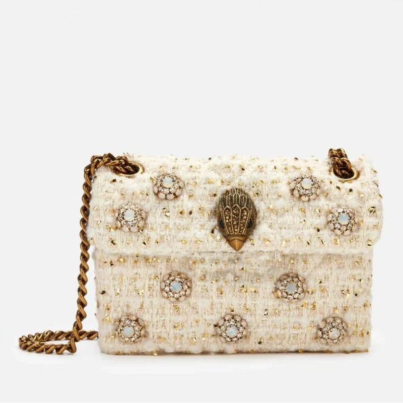 Woolen Mini Crossbody Bag Gold Thread Embroidery Luxury Small Fragrance Style Fashion Shoulder Bag New Versatile Women Handbag