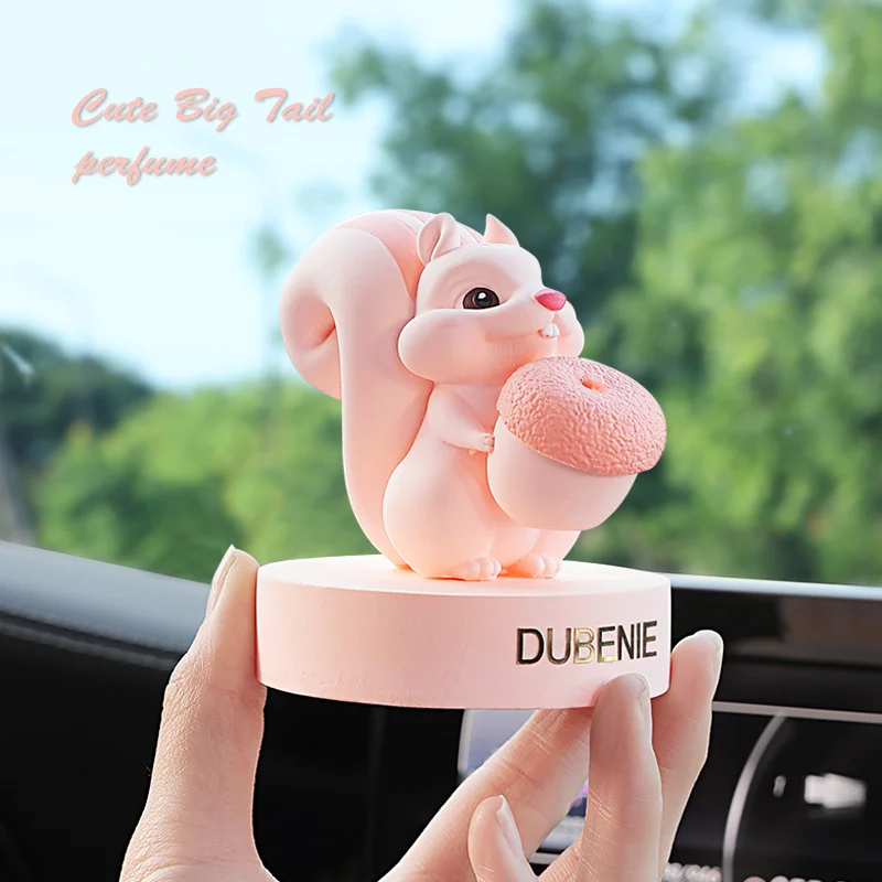 

Cute Big Tail Squirrel Car Aromatherapy Perfume Center Console Decoration Car Interior Accessories Diffuser Stone Ornaments